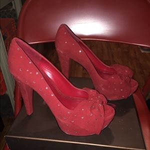 Bebe Tara Subkoff Platform Pump Red Swarovski 7